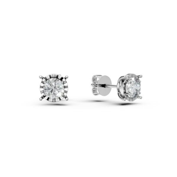 Cercei solitaire din aur alb cu diamante de 0.61ct