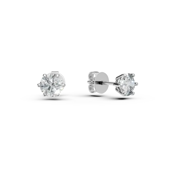 Cercei solitaire din aur alb cu diamante de 0.88ct