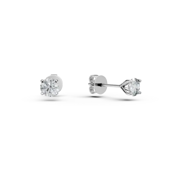 Cercei solitaire din aur alb cu diamante de 0.8ct