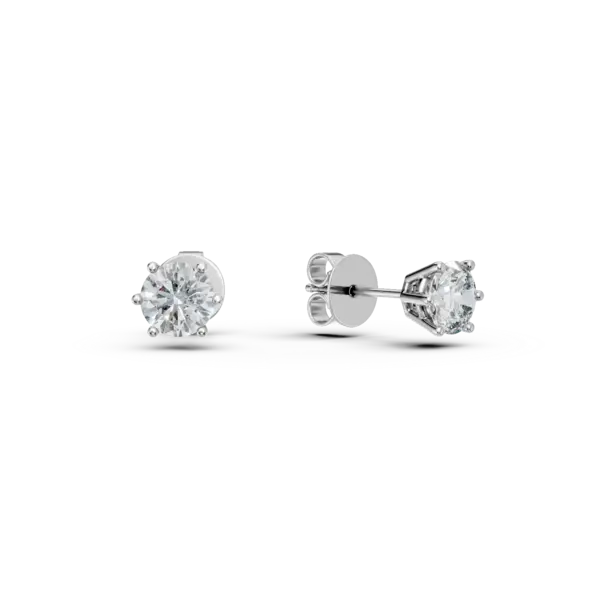 Cercei solitaire din aur alb cu diamante de 1.04ct