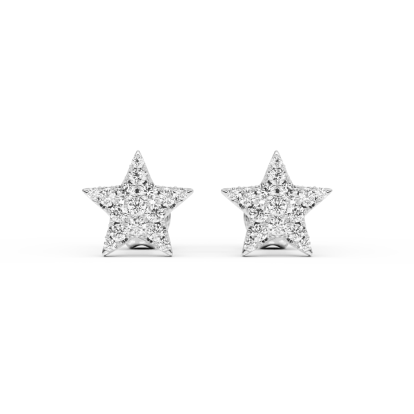 Cercei stea din aur alb cu diamante de 0.33ct