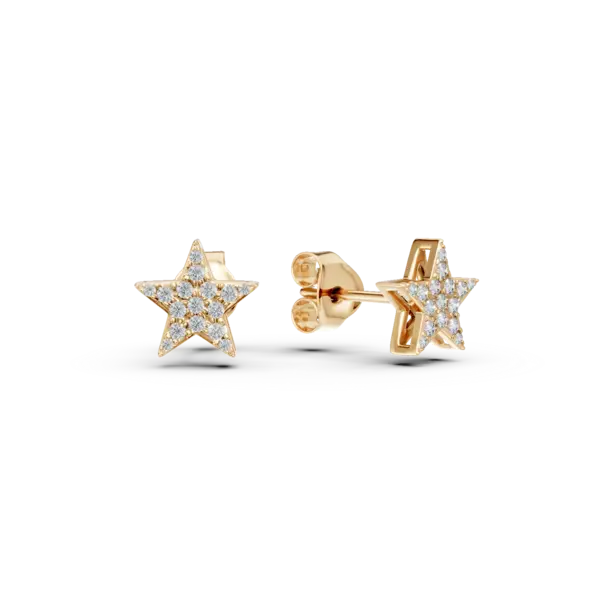 Cercei stea din aur galben cu diamante de 0.15ct