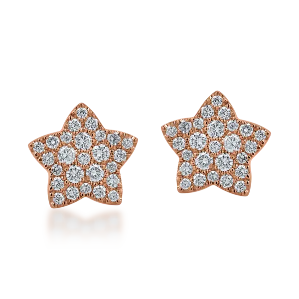 Cercei stelute din aur roz cu diamante de 0.44ct