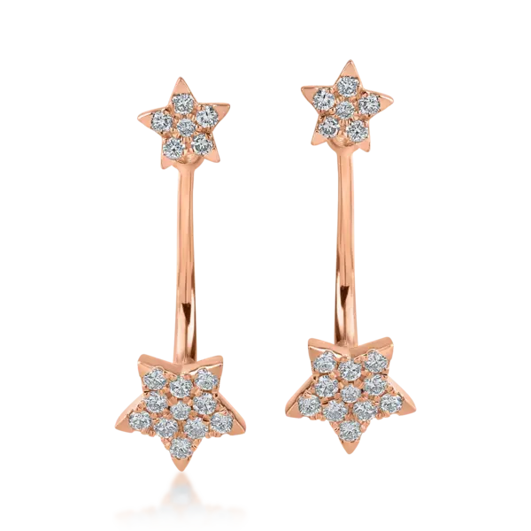 Cercei stelute on ear din aur roz cu diamante de 0.34ct