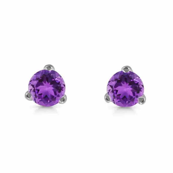 Cercei stud ametist argint 6 mm Round/3