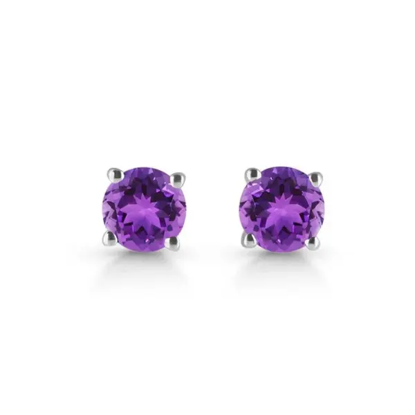 Cercei stud ametist argint 6 mm Round/4