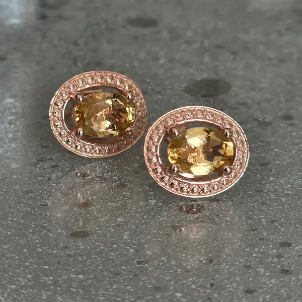 Cercei stud citrin model PINK