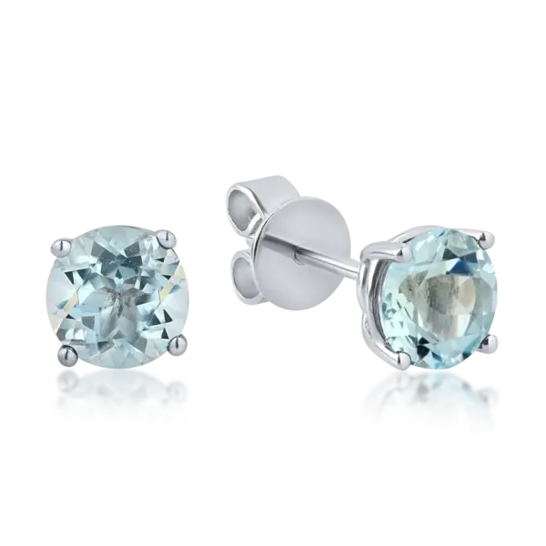 Cercei stud din aur alb cu acvamarine de 1.5ct