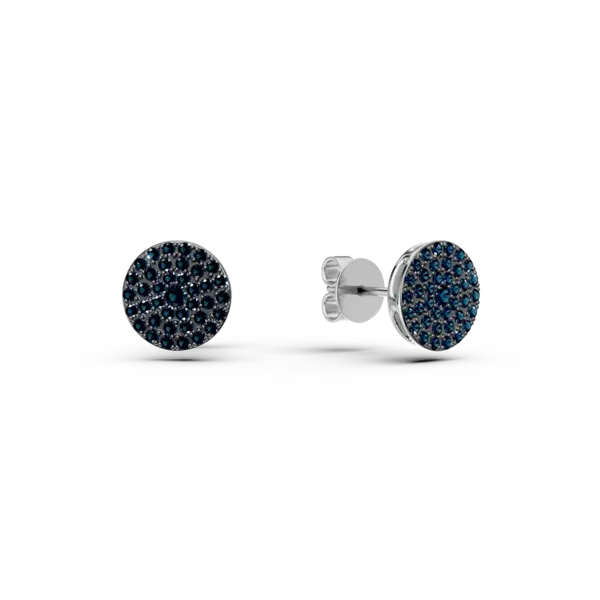 Cercei stud din aur alb cu diamante albastre de 0.4ct