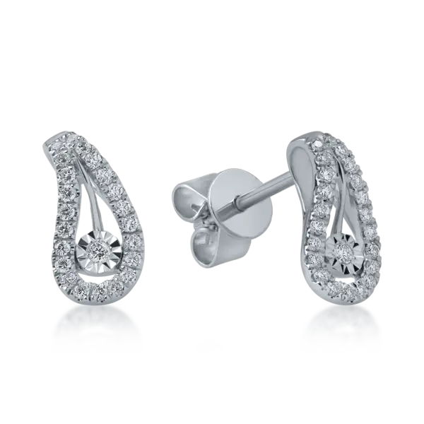 Cercei stud din aur alb cu diamante de 0.18ct