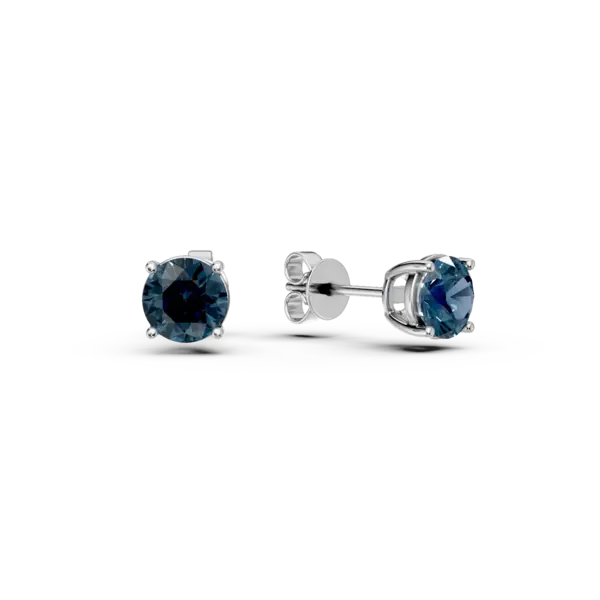 Cercei stud din aur alb cu topaze london blue de 2.07ct