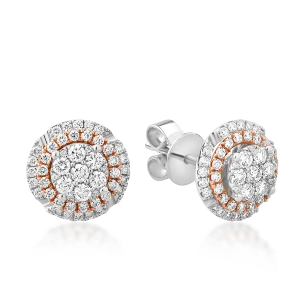 Cercei stud din aur alb-roz cu diamante de 0.86ct