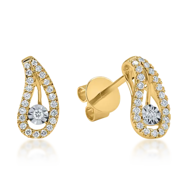 Cercei stud din aur galben cu diamante de 0.18ct
