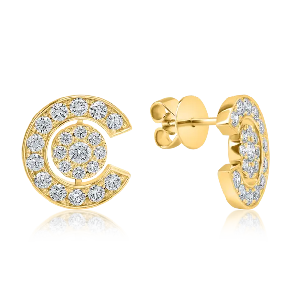 Cercei stud din aur galben cu diamante de 2.09ct