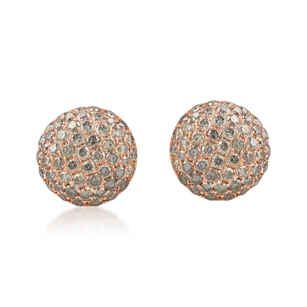 Cercei stud din aur roz cu diamante maro de 1.2ct