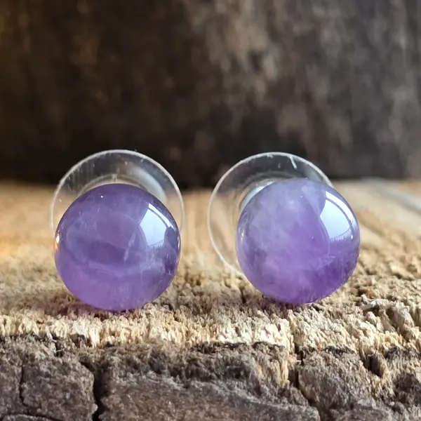 Cercei stud sfere ametist 10 mm