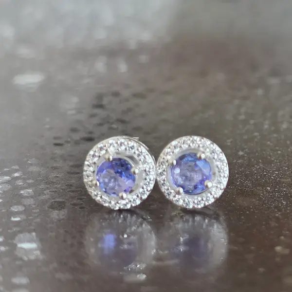 Cercei stud tanzanit, topaz din argint model 2