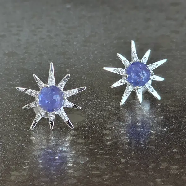 Cercei stud tanzanit, topaz din argint Star