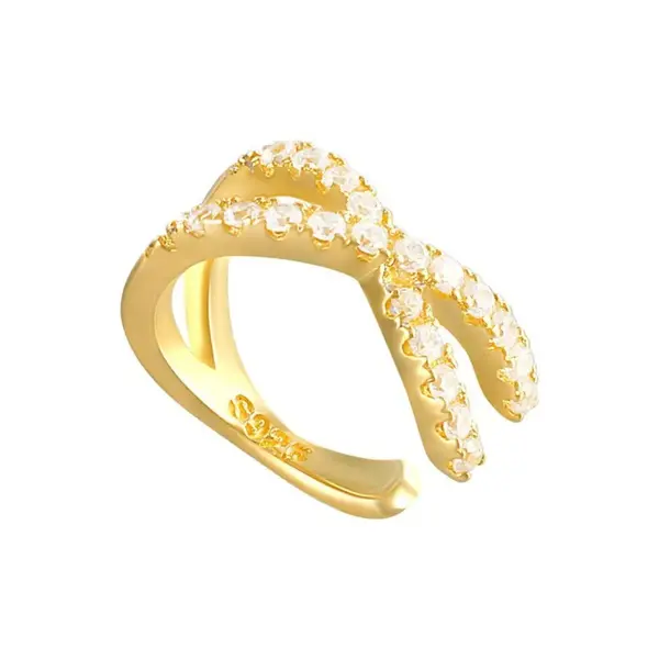 Cercel ear cuff argint 925, JW1676, model incrucisat, placat cu aur