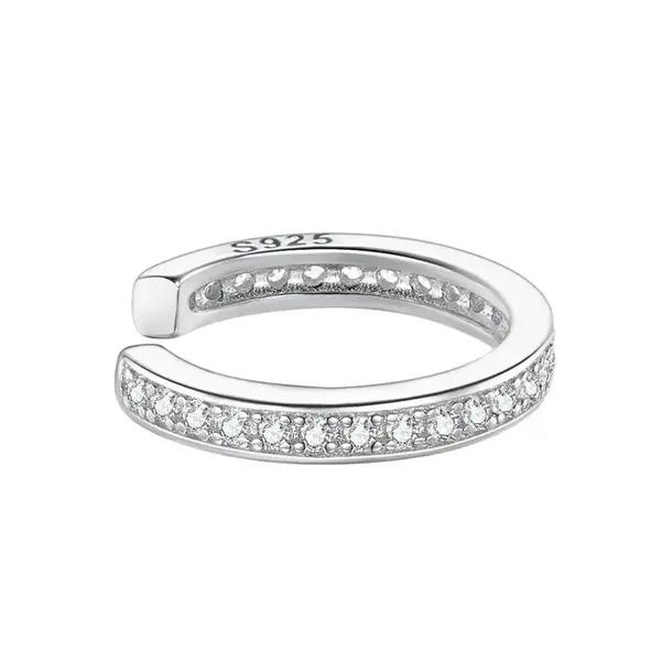 Cercel ear cuff argint 925, JW976, model cu pietre, placat cu rodiu