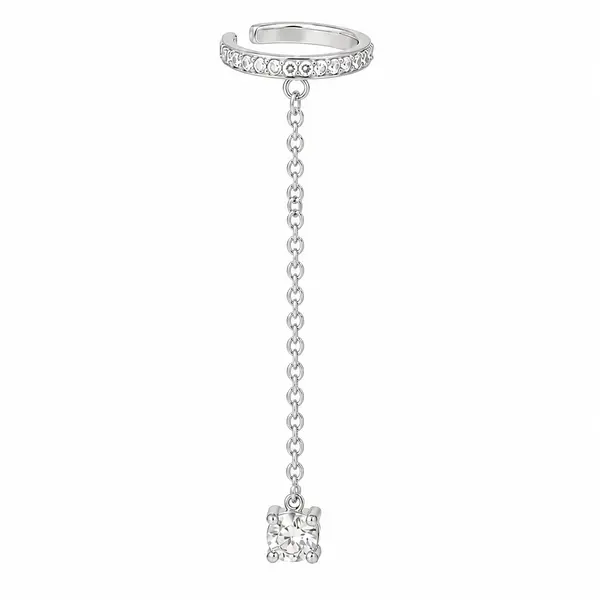 Cercel ear cuff argint 925, JW998, model cu lant, placat cu rodiu