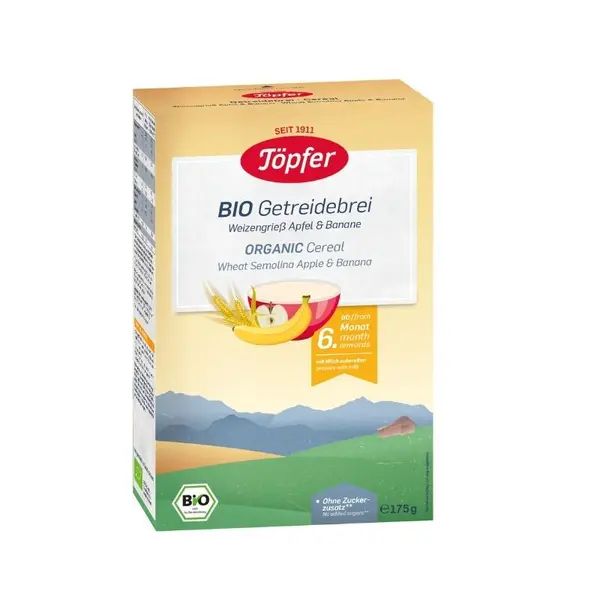 Cereale cu gris de grau, mere si banane +6 luni, 175 g, Topfer