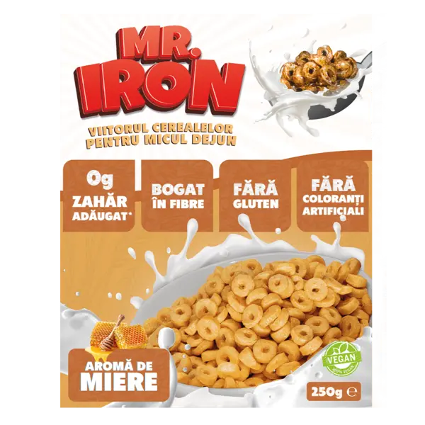 Cereale din ovaz fara zahar si fara gluten Miere inghetata, 250g, Mr. Iron