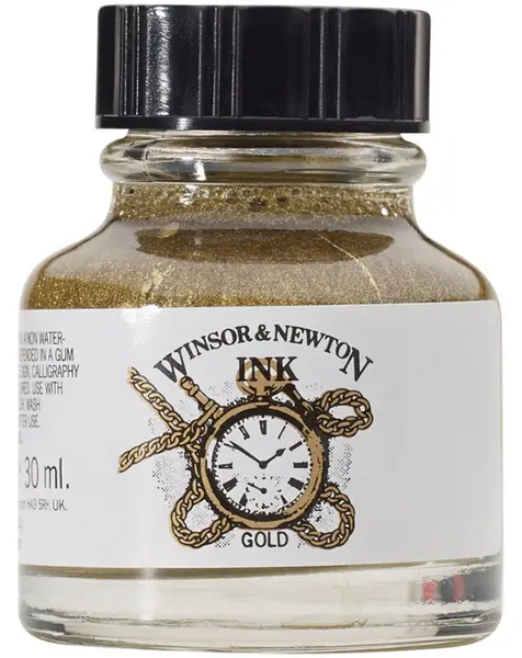 Cerneală de caligrafie Winsor & Newton - Auriu, 30 ml