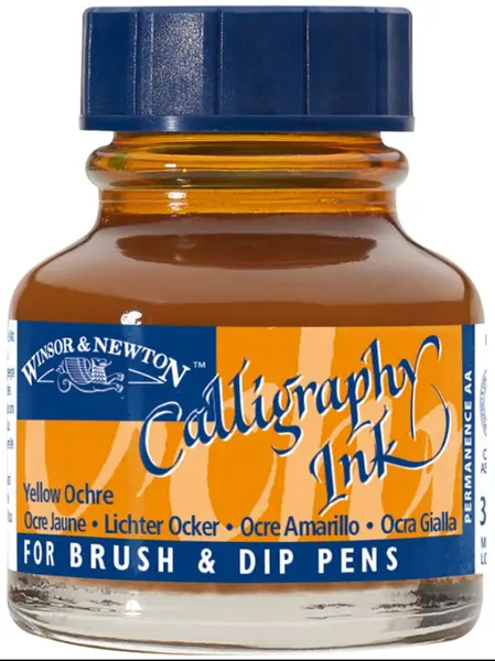 Cerneală de caligrafie Winsor & Newton - Ocre galben, 30 ml