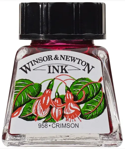 Cerneală de caligrafie Winsor & Newton - Roșu purpuriu, 14 ml