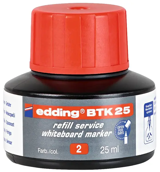 Cerneală pentru markere pentru tablă albă Edding BTK 25 - Roşu, 25 ml