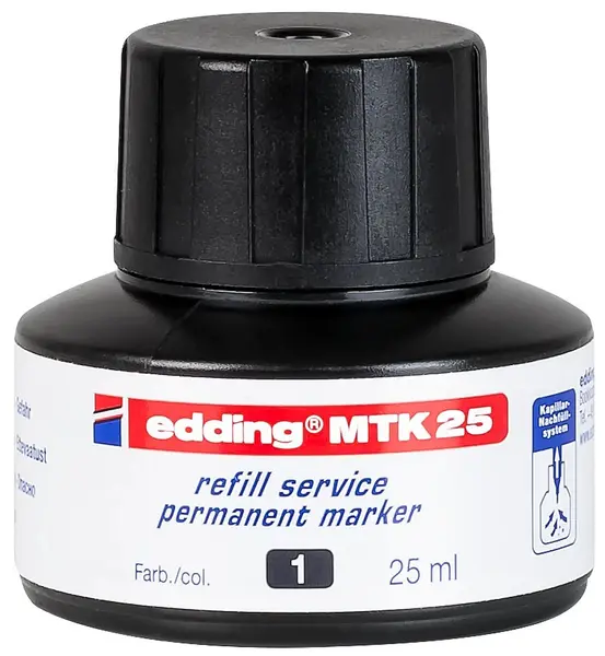 Cerneală pentru markere permanente Edding MTK 25 - Negru, 25 ml