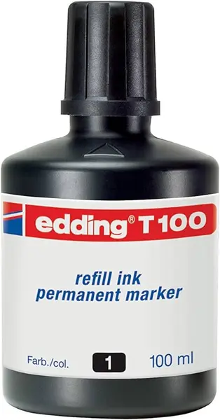 Cerneală permanentă pentru marker Edding T100 - Negru, 100 ml