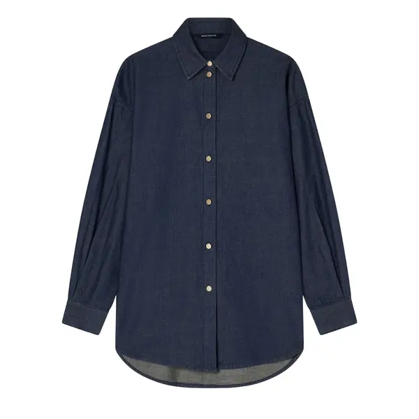 Chambray fabric shirt blue denim M