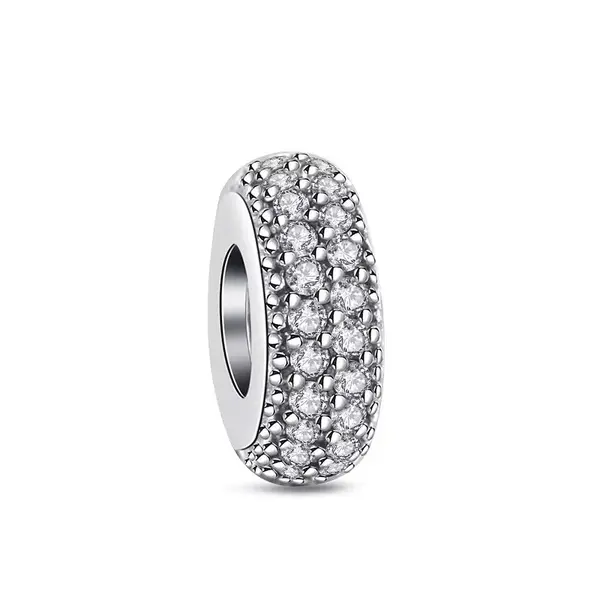 Charm/talisman argint 925, JW1187, model elegant cu pietre albe, placat cu rodiu