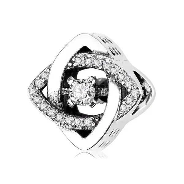 Charm/talisman argint 925, JW1638, model geometric, placat cu rodiu