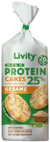 Chec proteic cu porumb, mazăre și susan, 80 g, Livity