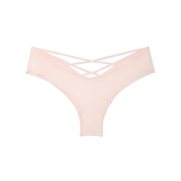 Cheeky high-waisted panties with straps at the back - pink M