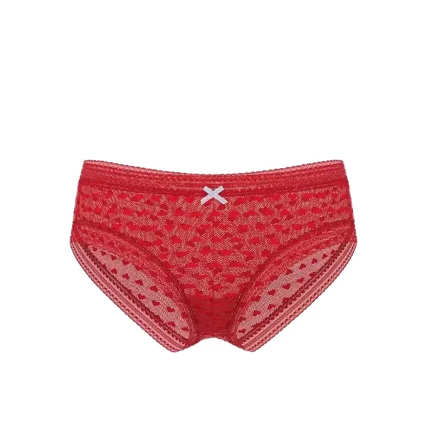 Cheeky lace panties with hearts - lipstick L