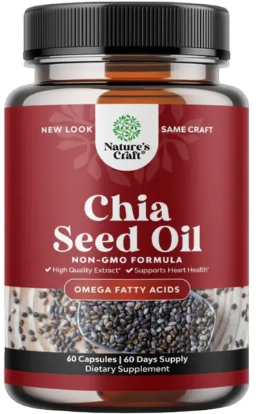 Chia Seed Oil, 500 mg, 60 capsule lichide, Nature's Craft
