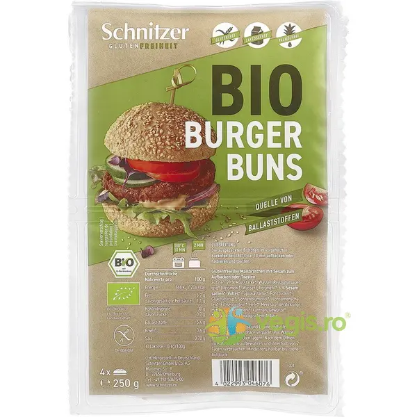 Chifle pentru Hamburger fara Gluten Ecologice/Bio 250g