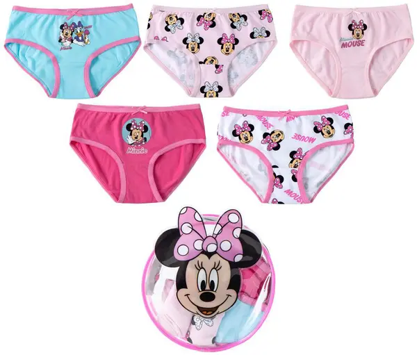 Chiloței pentru copii Cerda - Minnie, 5 bucăți, cu penar, 6-8 ani