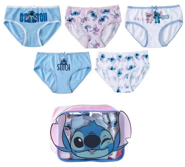 Chiloței pentru copii Cerda - Stitch, 5 bucăți, cu penar, 4-5 ani