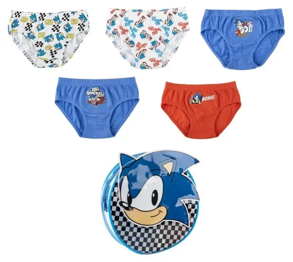 Chiloți pentru copii Cerda - Sonic, 5 bucăți, cu penar, 6-8 ani