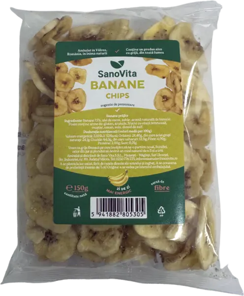 Chips de banana, 150g, SanoVita