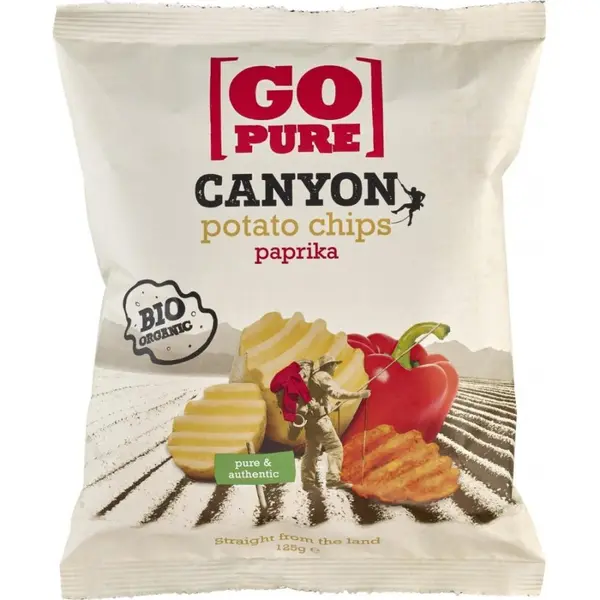 Chips-uri Canyon din cartofi cu ardei fara gluten, eco - 125 g