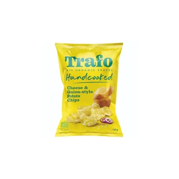 Chipsuri Bio din Cartofi, Prajite Manual, Cascaval si Ceapa, 125 g, Trafo