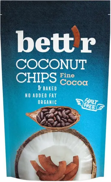 Chipsuri de cocos cu cacao, 70 g, Bett'r