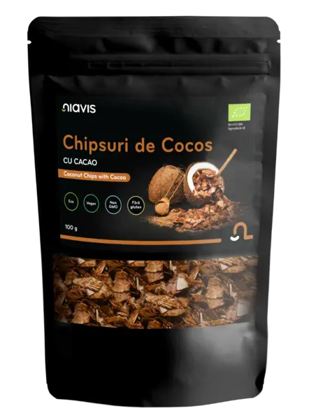 Chipsuri de cocos cu cacao Eco, 100g, Niavis