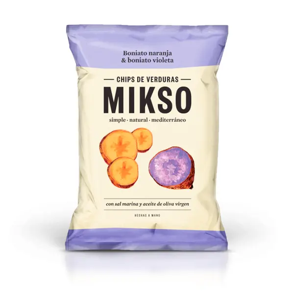 Chipsuri din cartofi dulci portocalii & violet, 85g, Mikso